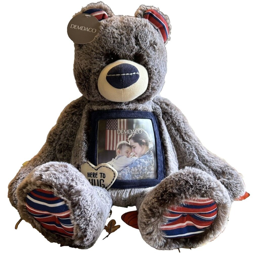 Military Here To Hug Photo Natural Brown 12 in Plush Stuffed Bear USA Deployment